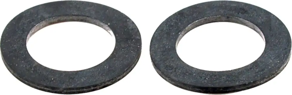 Zwei Flachdichtungen aus metallischem Material, oval mit zentralem Loch, zur Verwendung in Verbindung mit Wolf Produkten, insbesondere für Installationszwecke.
